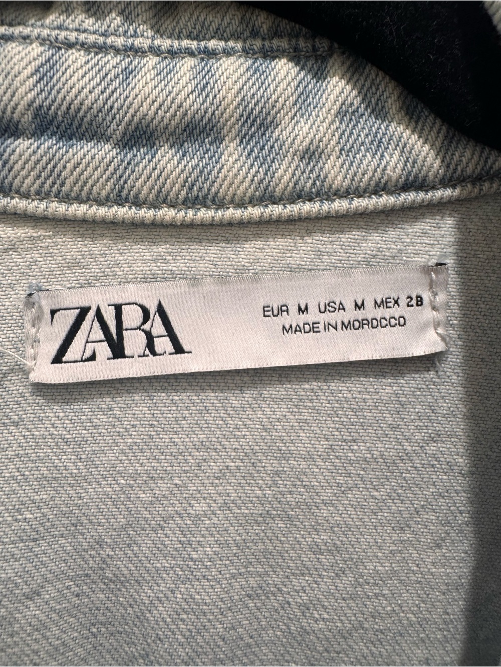 ZARA Light Wash Distressed Denim Jacket - Pale Blue - Picture 3 of 3